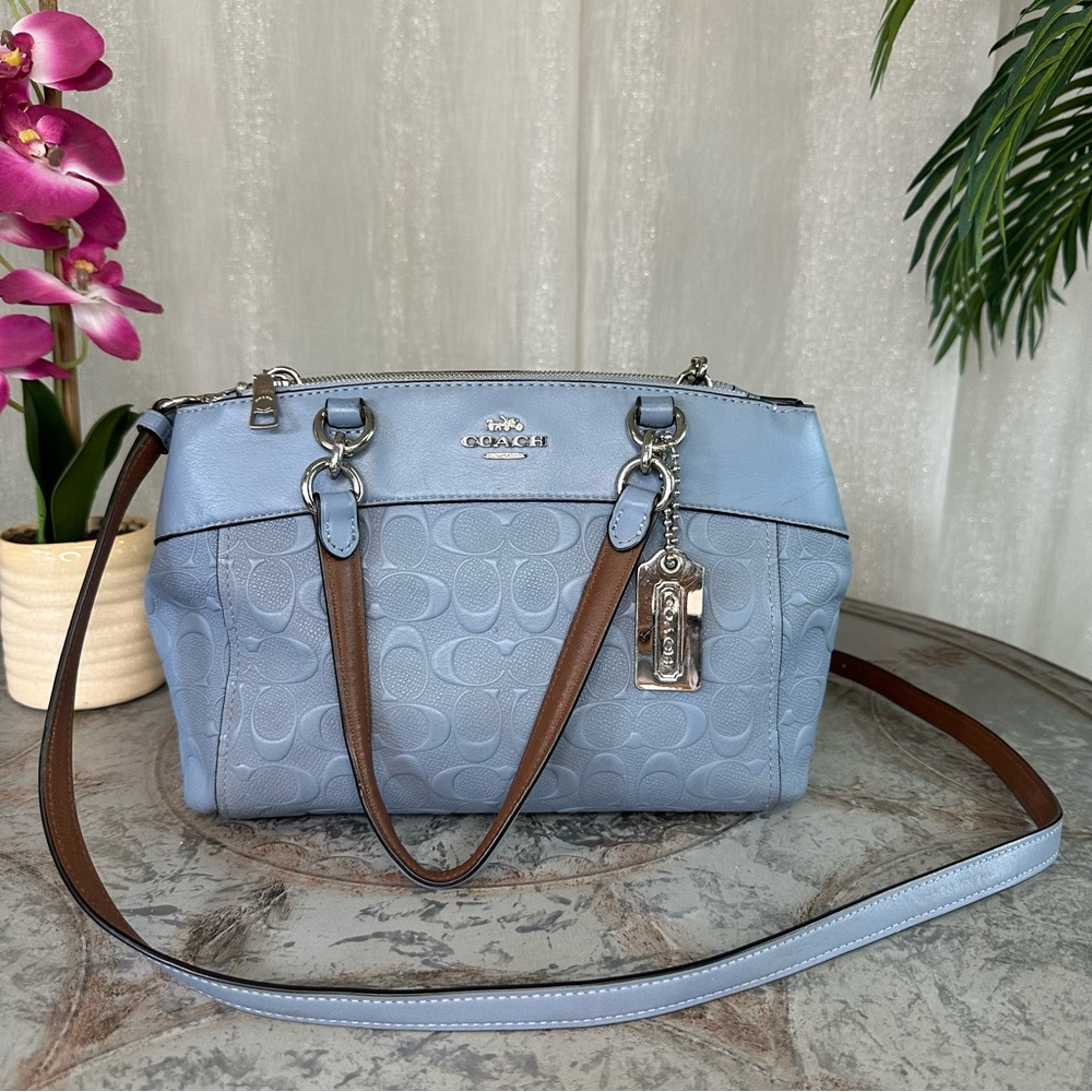 COACH MINI BROOKE CARRYALL IN SIGNATURE LEATHER F28472 SILVER/POOL